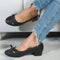 Women's Textured Round Toe Block Heel Pumps