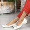 Women's Textured Round Toe Block Heel Pumps