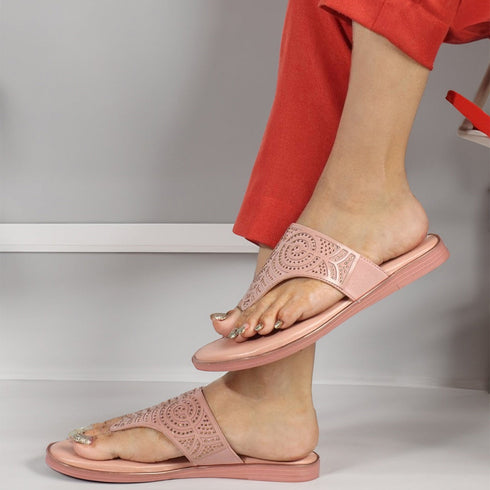 Women's Beautifully Embellished Wide Thong Strap Thong Sandals