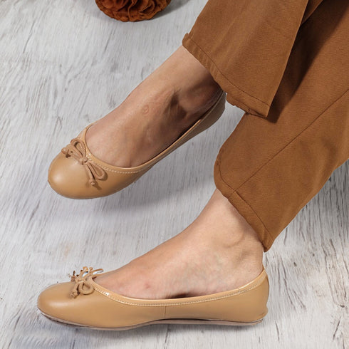Women's Round Toe Bow Detail Ballerinas