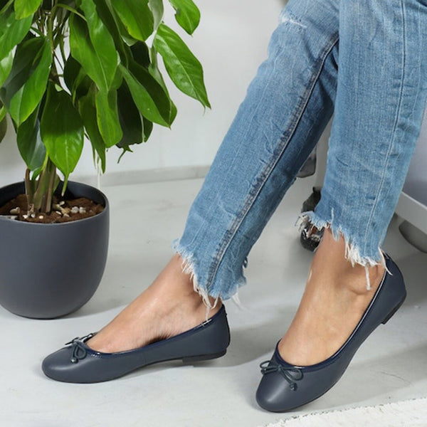 Women's Round Toe Bow Detail Ballerinas