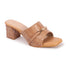 Women's Textured Square Toe Block Heel Sandal with Metal Detail
