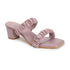 Women's Ruched Strap Square Toe Block Heel Sandal