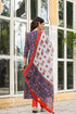 Women Navy blue Floral printed sequinned pure cotton kurta with trousers & dupatta