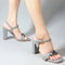 Women's Buckle Detail Square Toe Ankle Strap Block Heel Sandals