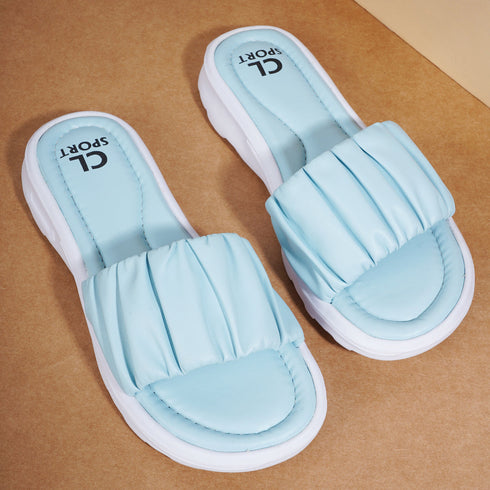 Women's Ruched Strap Comfort Slide Sandals