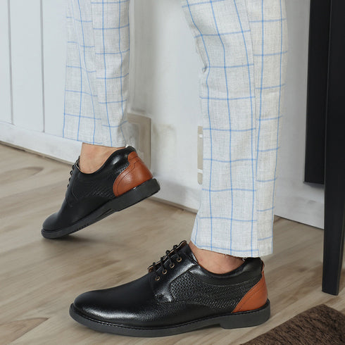 Men's Textured Accent Lace-Up Formal Shoes
