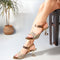 Women's Embellished Sculpted Heel Ankle Strap Sandals