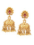 GoldPlated Red Kemp Studded Flower Temple Jewellery Set