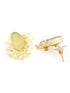 Gold Plated Green Stone & Pearl Beaded Earrings