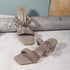 Women's Ruched Strap Square Toe Block Heel Sandal