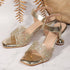 Women's Embellished Sculpted Heel Ankle Strap Sandals