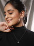 Anti-Tarnish Rhodium Plated AD Studded Minimal Floral Pendant Jewellery Set