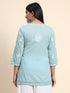 HOK chikankari Tunic for Women in Sky Blue