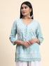 HOK chikankari Tunic for Women in Sky Blue