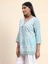 HOK chikankari Tunic for Women in Sky Blue