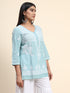 HOK chikankari Tunic for Women in Sky Blue