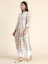 Aanchal in HOK Chikankari Long Kurti for Women Beige & White-2