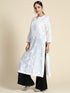 Ria Malhotra in Hand Embroidery Chikankari Long Kurti for Women In Chanderi Silk White-6