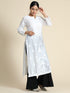 Ria Malhotra in Hand Embroidery Chikankari Long Kurti for Women In Chanderi Silk White-6