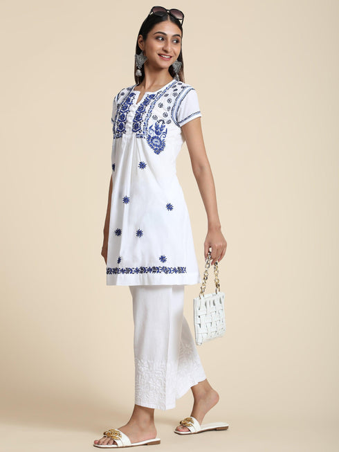 HOK Chikankari Tunic for Women White