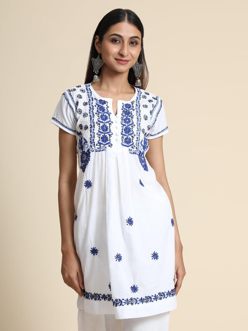 HOK Chikankari Tunic for Women White