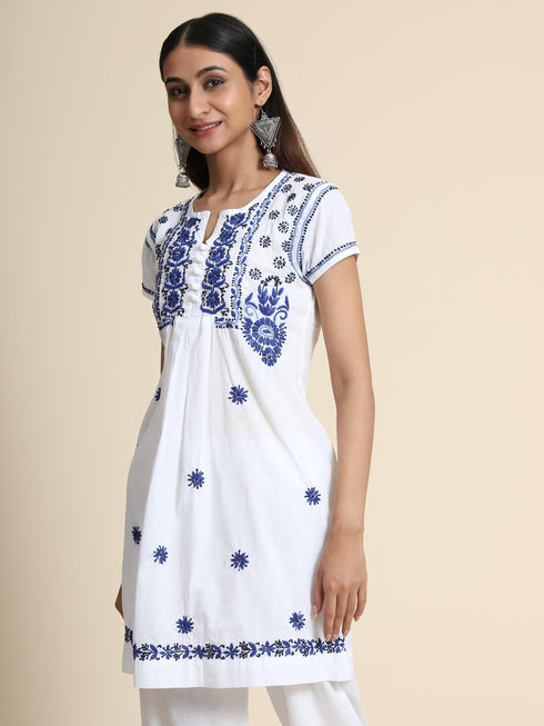 HOK Chikankari Tunic for Women White