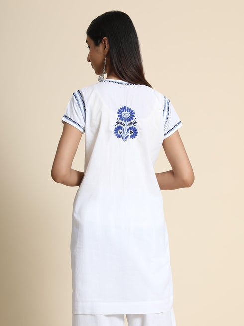 HOK Chikankari Tunic for Women White