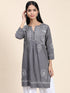 Rijuta in HOK Chikankari Short Tunic for Women -Grey