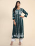Noor Hand Embroidered Chikankari Long Gown for Women- GREEN