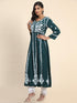 Noor Hand Embroidered Chikankari Long Gown for Women- GREEN