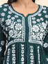 Noor Hand Embroidered Chikankari Long Gown for Women- GREEN