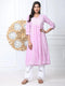 Noor Hand Embroidered Chikankari Long A-Line Kurti for Women- Lavender