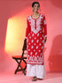 Samma Premium Hand Embroidery Chikankari Kurta in Modal Cotton- Red