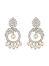 Silver Toned AD & Faux Pearl Studded Designer Chandelier Chandbali Dropdown Earrings