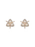 Dual Gold Toned AD & Pearl Studded Flower Delicate Studds Earrings