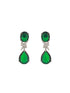 Silver Toned Emarald Green Studded Luxe Statement Drop Earrings