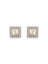 Silver Plated Faux Pearl Studded Square Statement Studds Earrings