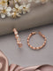 Anti-Tarnish Rose Gold Toned Faux Pearl AD Studded Hoop Minimal Bali Earrings
