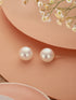 Anti-Tarnish Gold Toned Round Pearl Studds 16 mm Studds Earrings