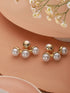 Anti-Tarnish Pearl Bunch Designer Double Sided Drop Studs Earrings