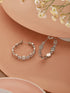 Anti-Tarnish Rhodium Plated Faux Pearl AD Studded hoop Bali Earrings