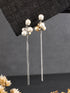 Anti-Tarnish Pearl Bunch Designer Long Chain Drop Studs Earrings