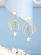 Anti-Tarnish Matt Gold Toned Chandelier Star Delicate drop earrings