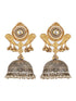 Dual Toned Pearl Beaded Bird Motif Dome Shaped Contemporary Jhumka earrings