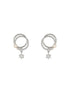 Silver Toned AD Studded Hoop Drop Earrings