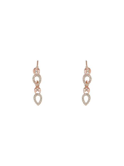 Rose Gold Toned Cubic Zircon Studded Pear Shaped Minimal Jewellery Set