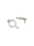 Silver Toned AD Studded Hoop Drop Earrings