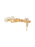 Gold Toned Cubic Zirconia & Pearl Beaded Designer Chandelier Chandbali Drop Earrings