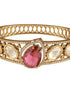 Gold Polish Ruby Red Kundan Mossanaite Tilak Shaped Openable Kada Bracelet